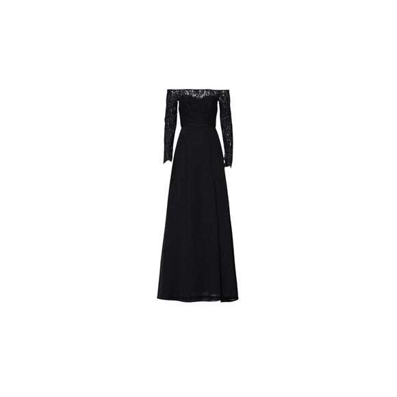 Love by Theia Black Lace Bodice Off-the-shoulder Gown Size 8 MSRP: $320 - Picture 1 of 9